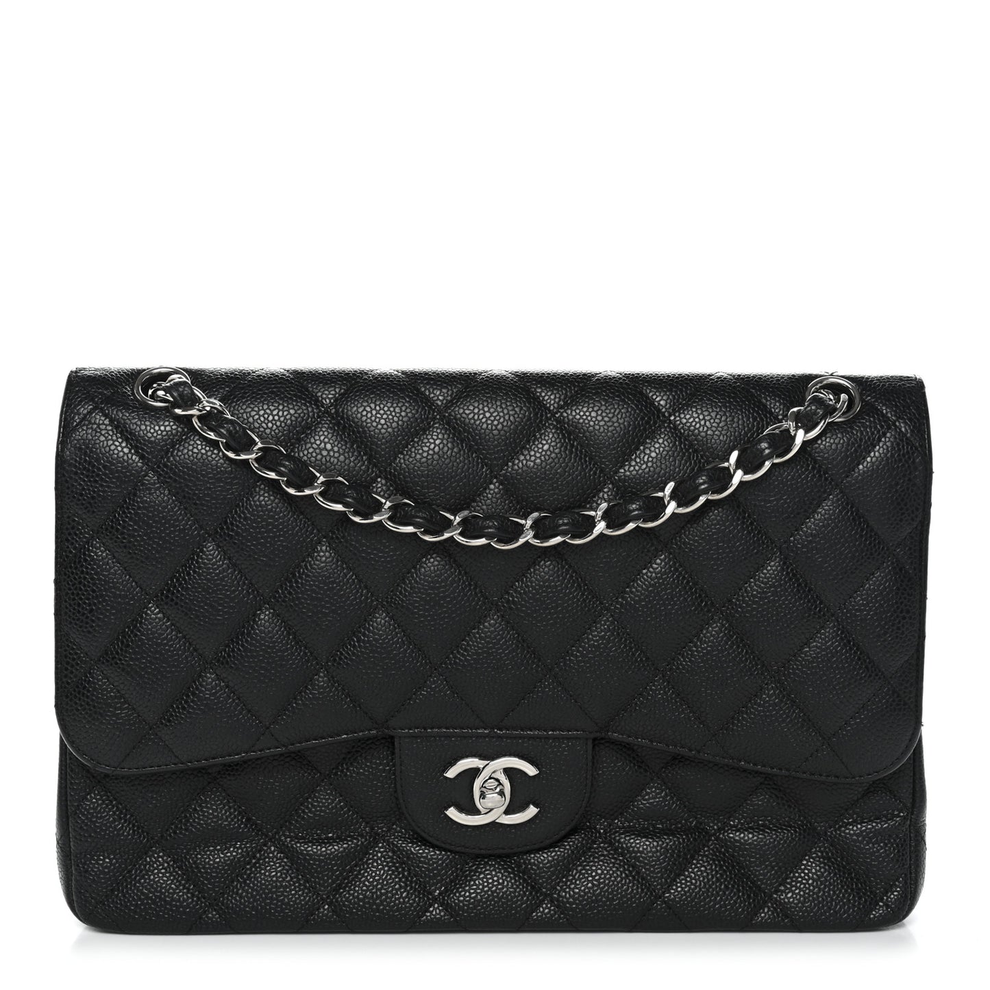 Caviar Quilted Jumbo Double Flap Black