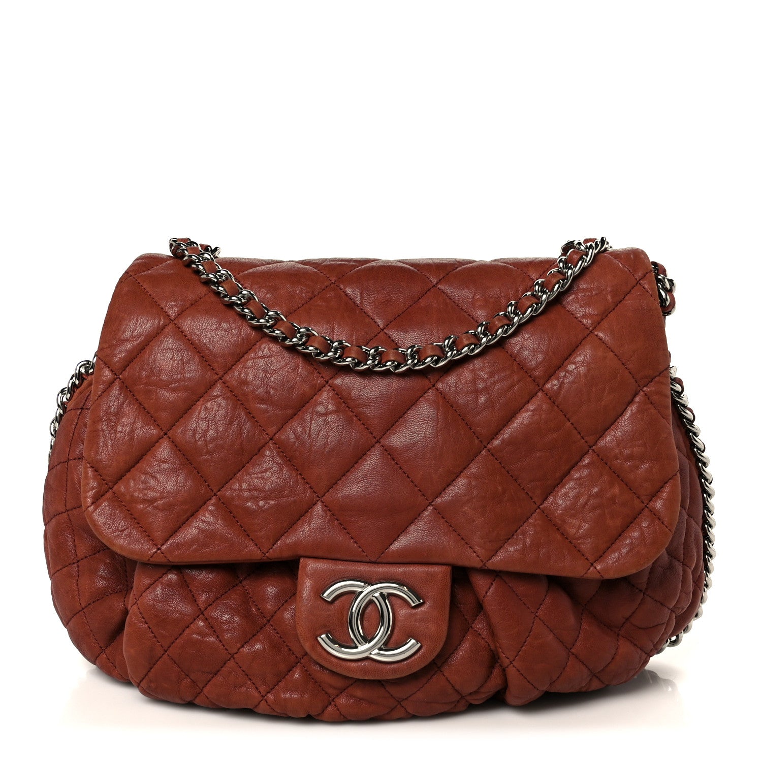 Chanel Washed Lambskin Quilted Medium Chain Around Messenger Brown 1 of 10