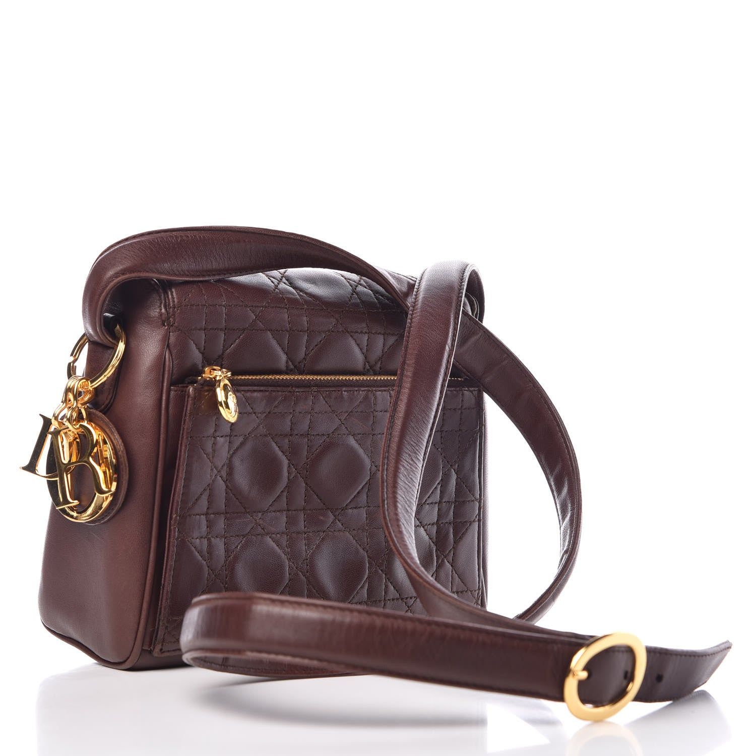 Christian Dior Lambskin Cannage Crossbody Flap Brown 3 of 16