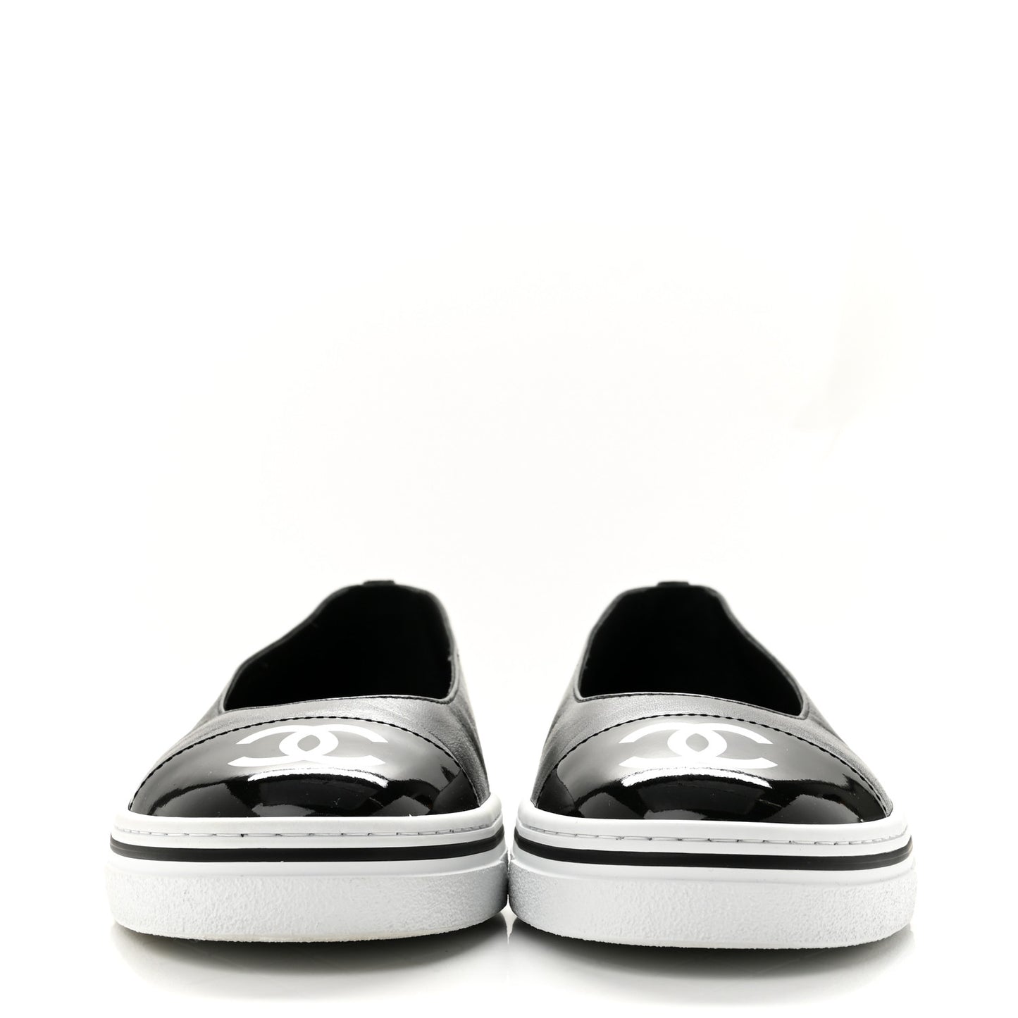Crumpled Shiny Lambskin Mary Jane Flats 39.5 Black White