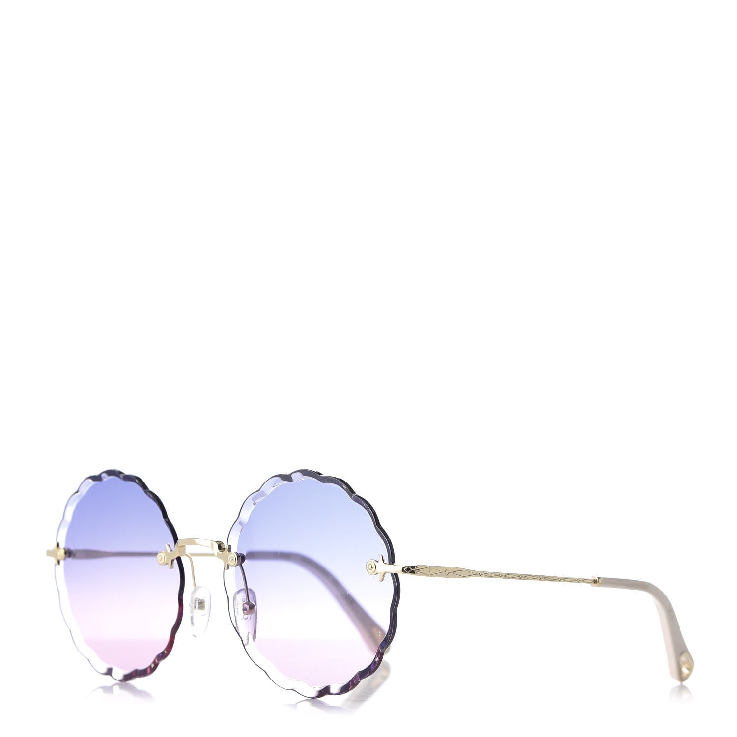 Chloe Rosie Bevelled Round Sunglasses CE142S Gold Gradient Pink 1 of 7