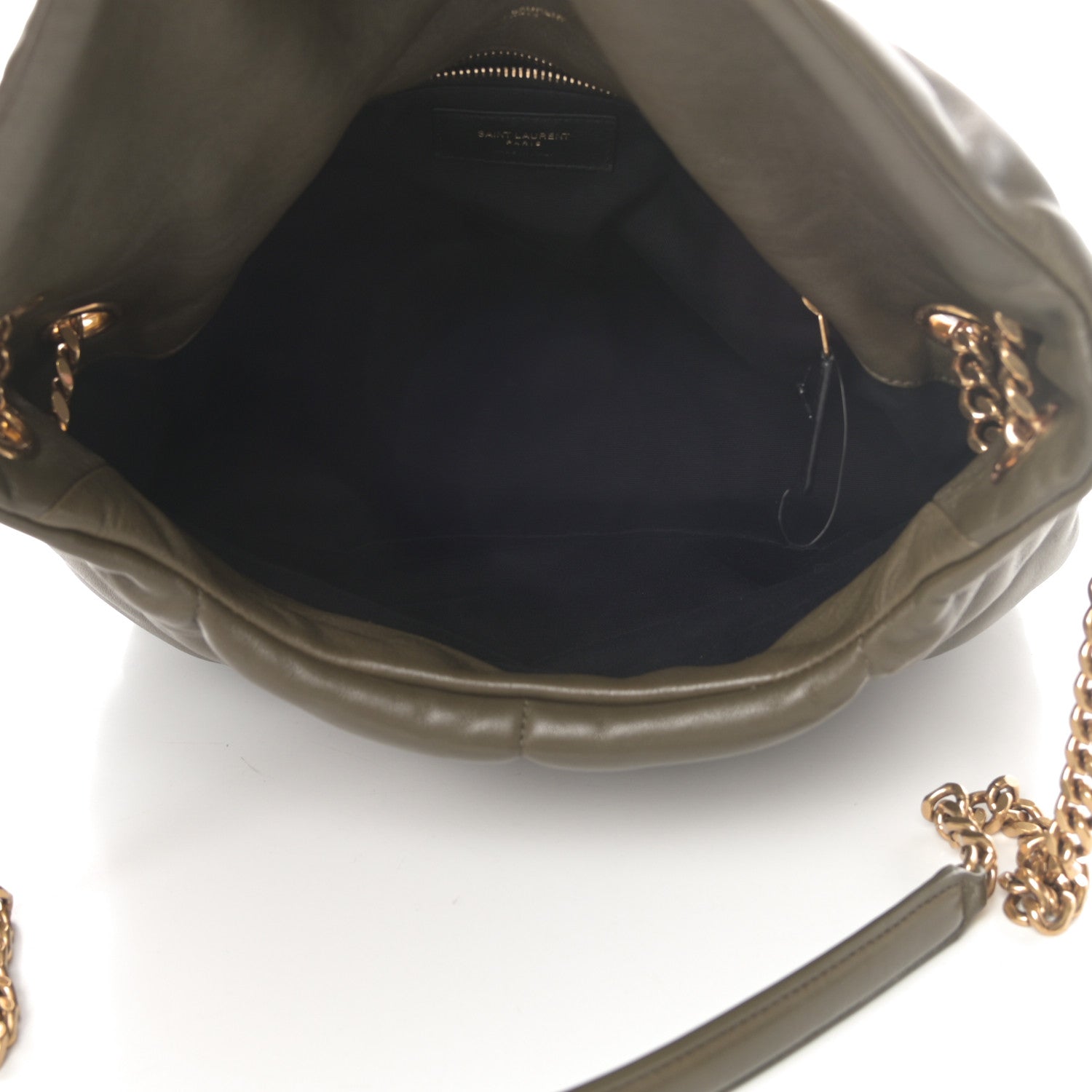 Saint Laurent Lambskin Quilted Medium Loulou Puffer Monogram Chain Satchel Seaweed 5 of 14