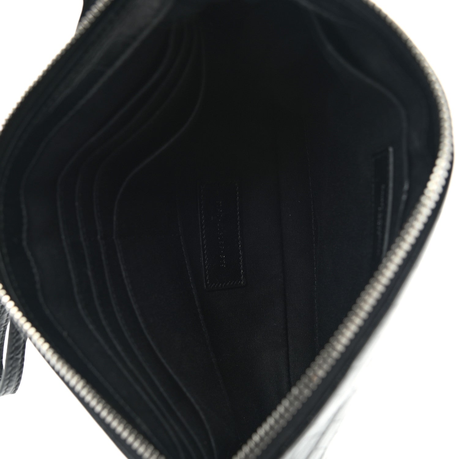 Saint Laurent Calfskin Crocodile Embossed Monogram Zip Pouch Black 5 of 8