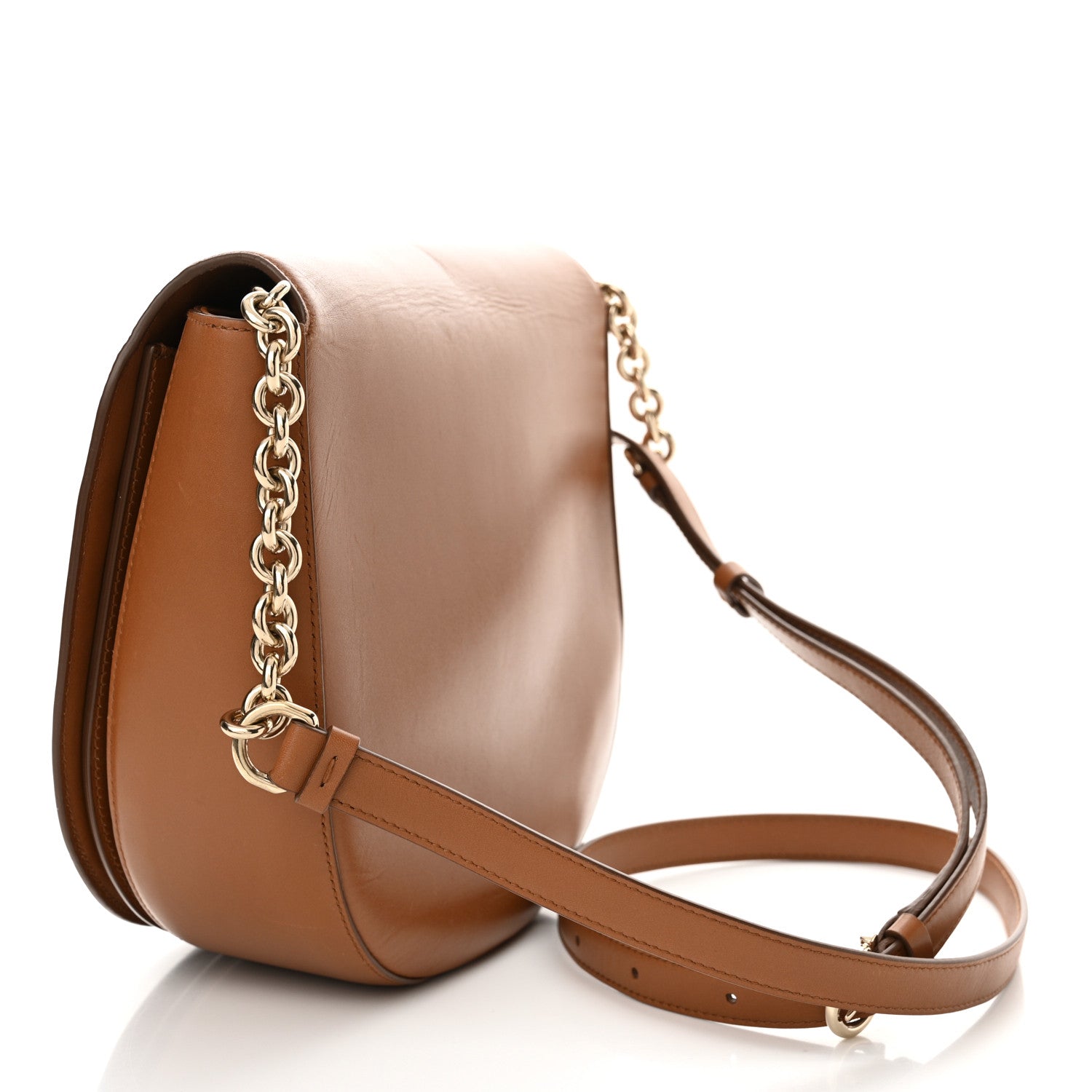 Salvatore Ferragamo Calfskin Large Vela Flap Bag Brown 3 of 12