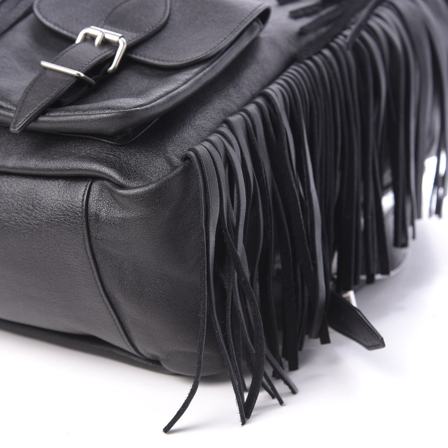 Saint Laurent Calfskin Fringe Festival Backpack Black 6 of 10