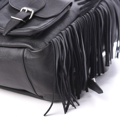 Saint Laurent Calfskin Fringe Festival Backpack Black 6 of 10