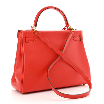 Hermes Evercolor Kelly Retourne 32 Rouge Tomate 3 of 11