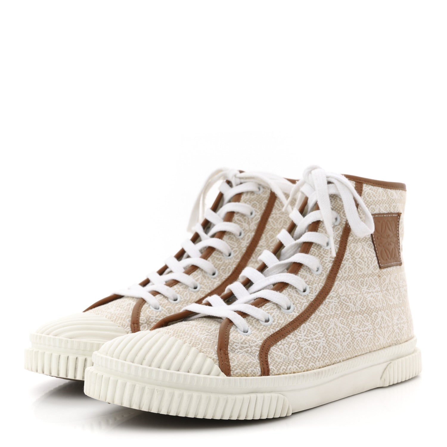 Loewe Jacquard Anagram Calfskin Mens High Top Sneakers 42 Natural White 4 of 12