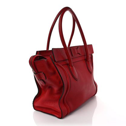 Celine Drummed Calfskin Mini Luggage Coquelicot 2 of 9