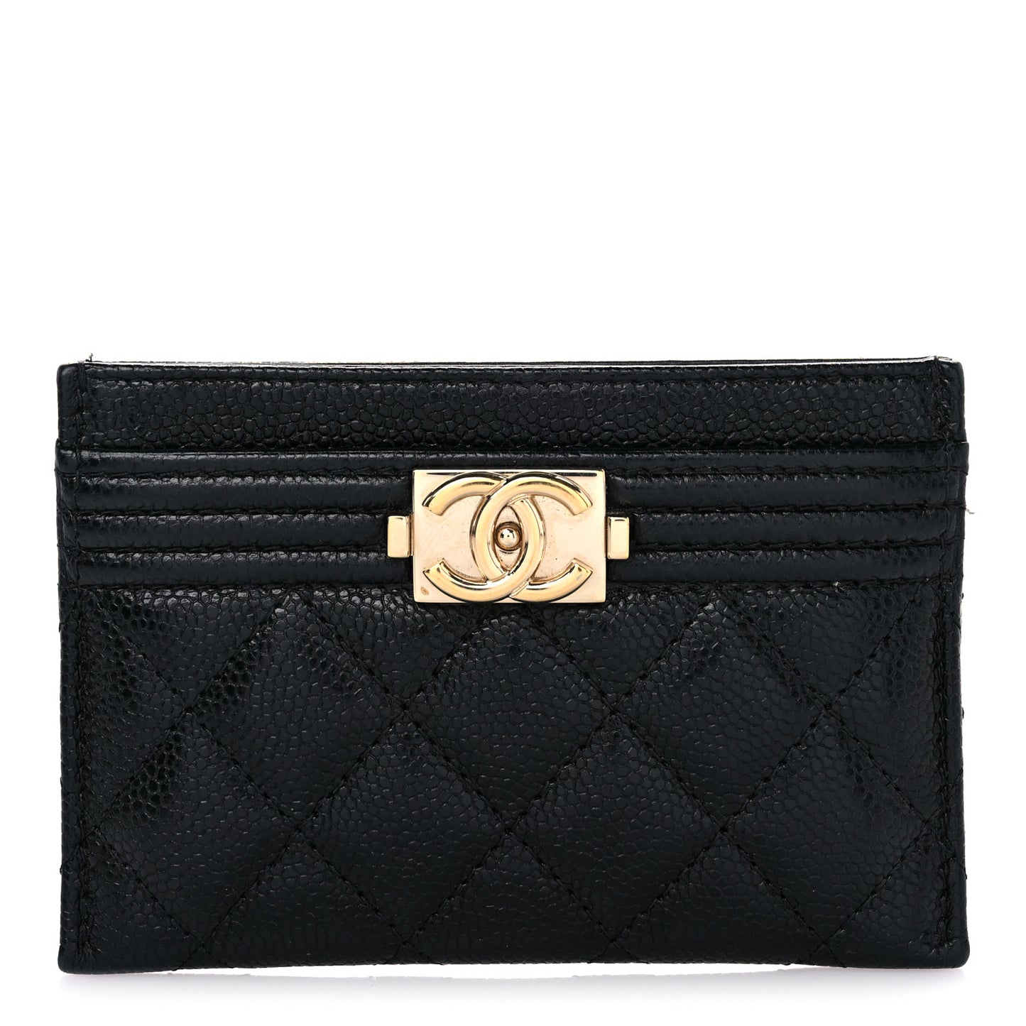 Caviar Quilted Boy Card Holder Black