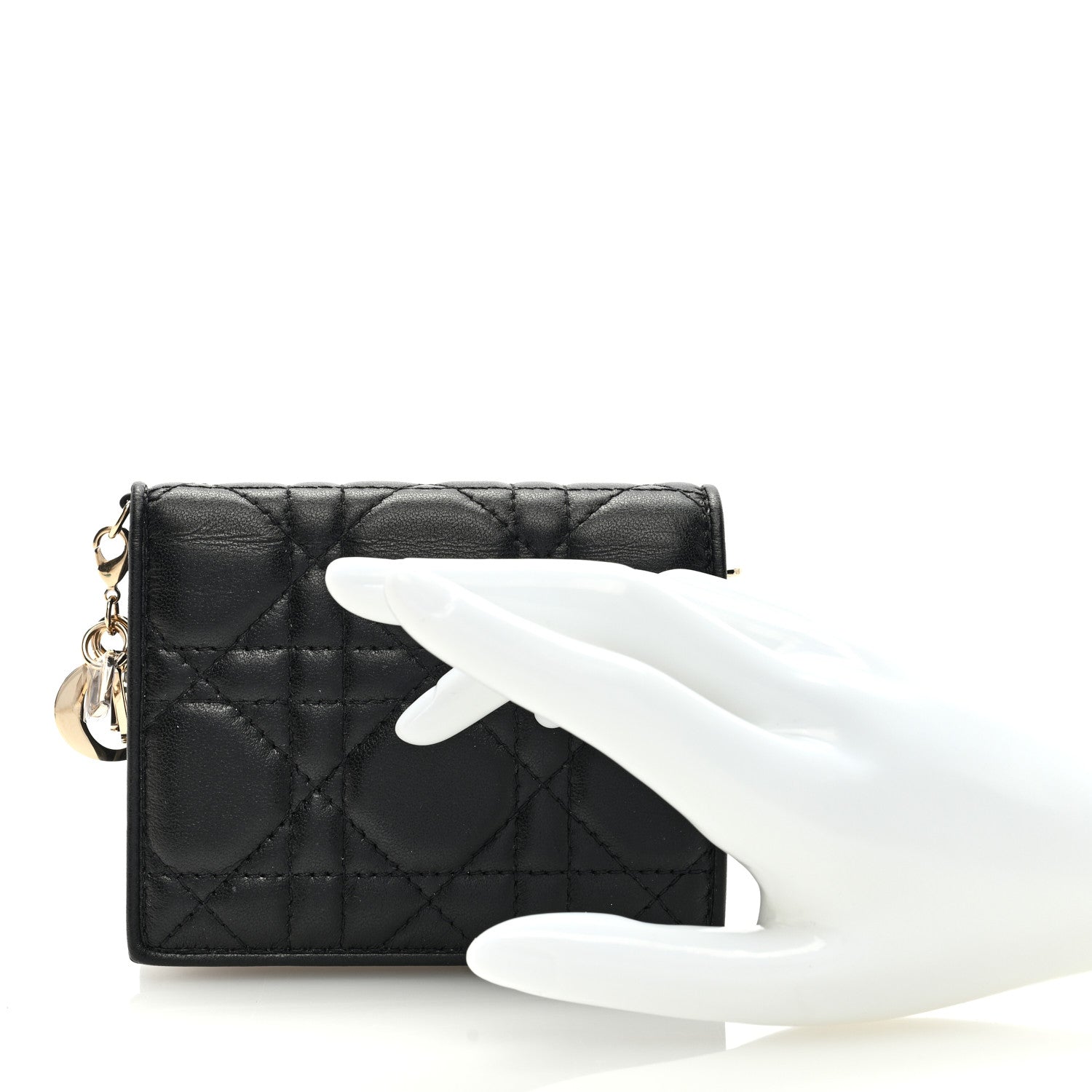 Christian Dior Lambskin Cannage Small Lady Dior Flap Card Holder Black 2 of 7