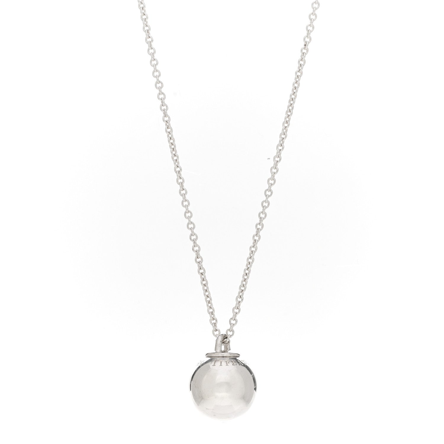 Tiffany Sterling Silver 12.75mm HardWear Ball Pendant Necklace 1 of 5