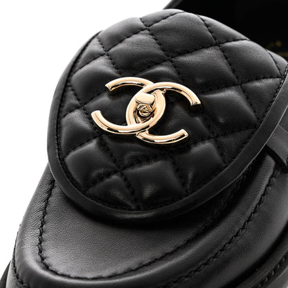 Chanel Lambskin Quilted CC Turnlock Loafers 36 Black 12 of 13
