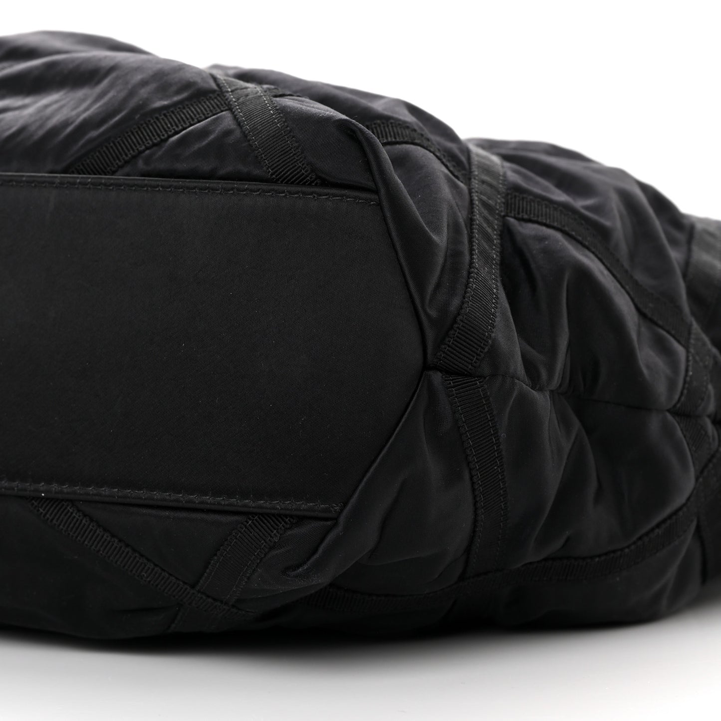 Nylon Grosgrain Quilted Lifestyle Shopping Tote Black