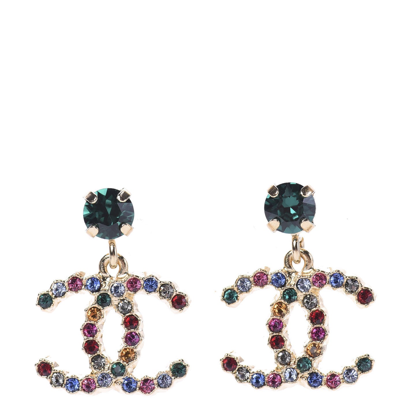 Crystal Over The Rainbow CC Drop Earrings Gold Multicolor