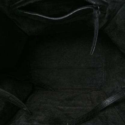 Celine Calfskin Crocodile Embossed Medium Phantom Luggage Black 5 of 8