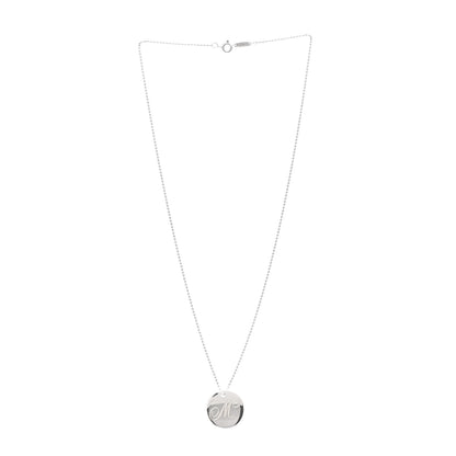 Tiffany Sterling Silver Letter M Disc Pendant Necklace 3 of 5