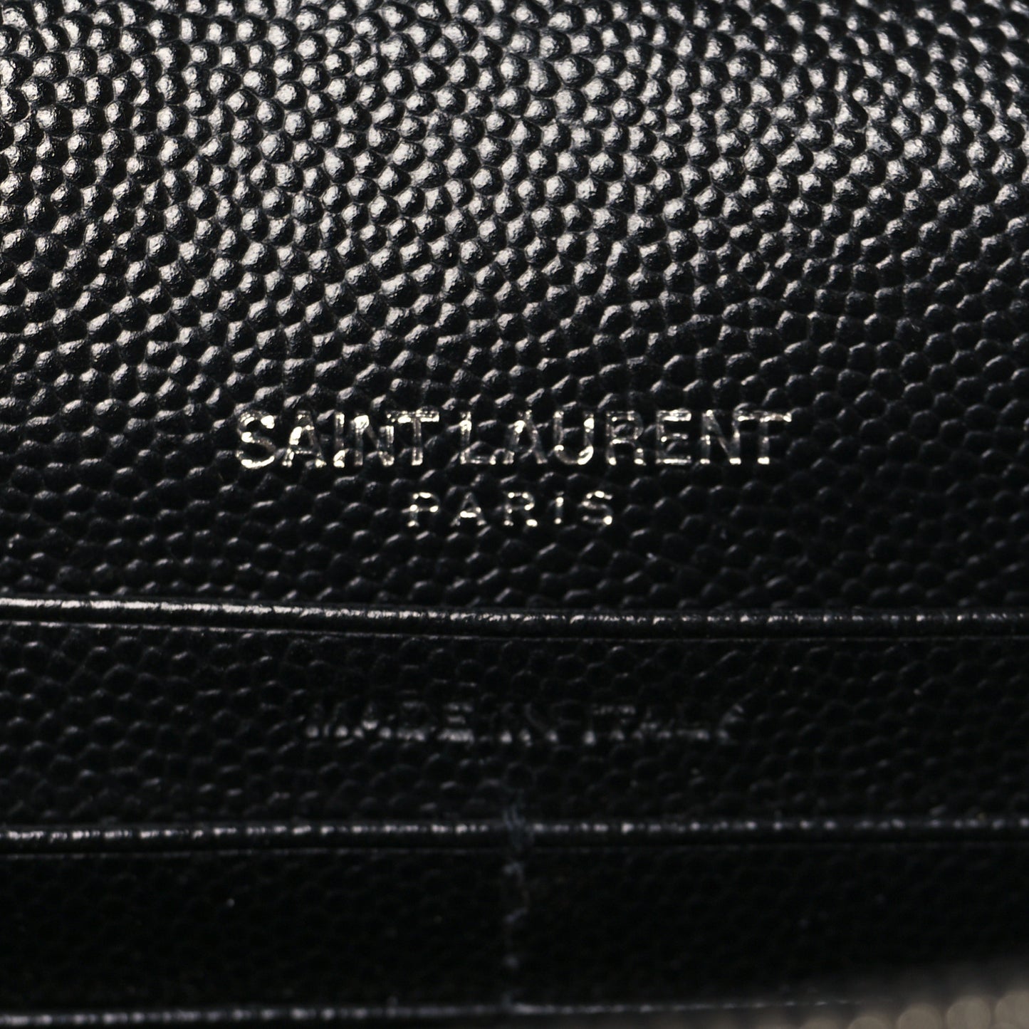 Grain De Poudre Matelasse Chevron Monogram Envelope Chain Wallet Black