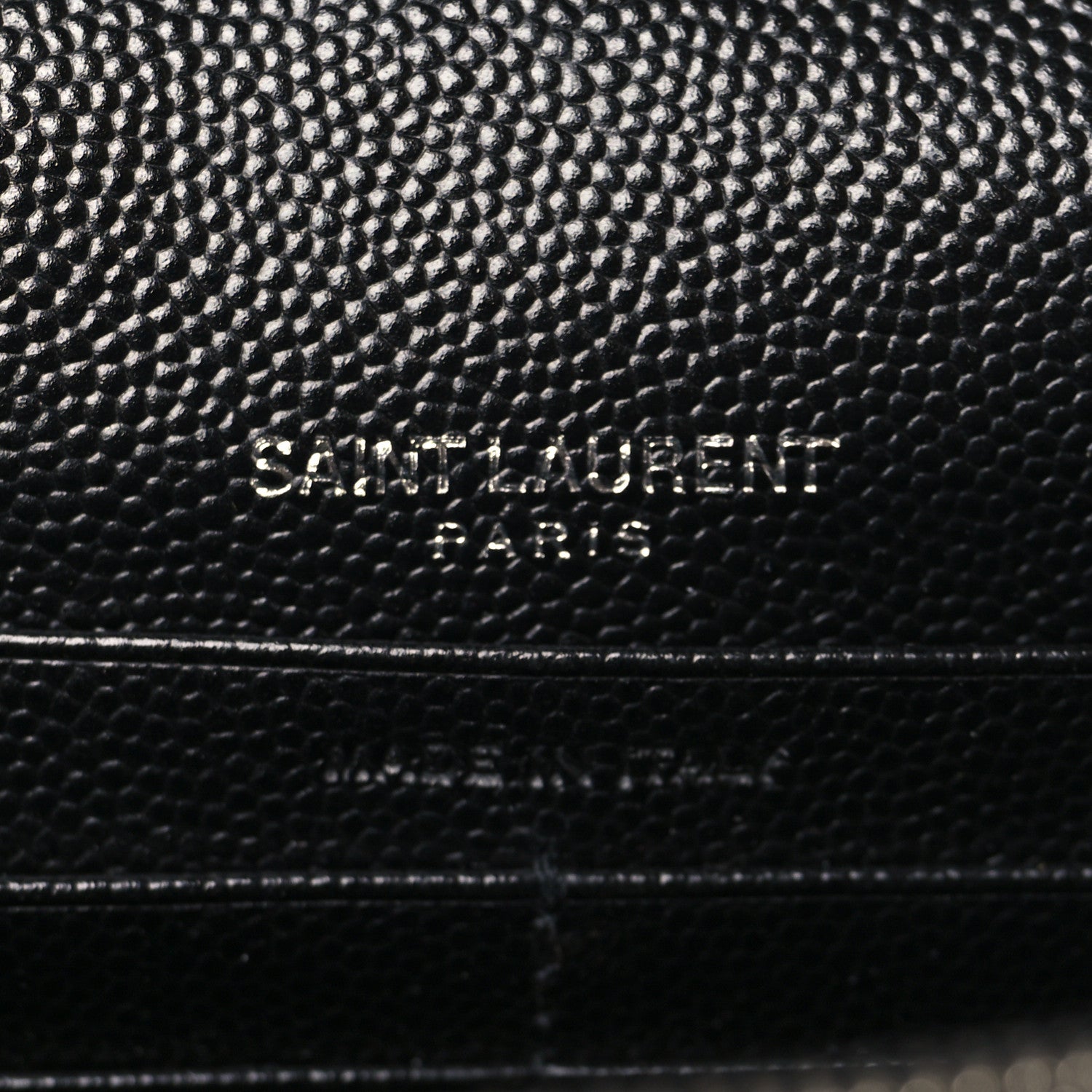Saint Laurent Grain De Poudre Matelasse Chevron Monogram Envelope Chain Wallet Black 5 of 8