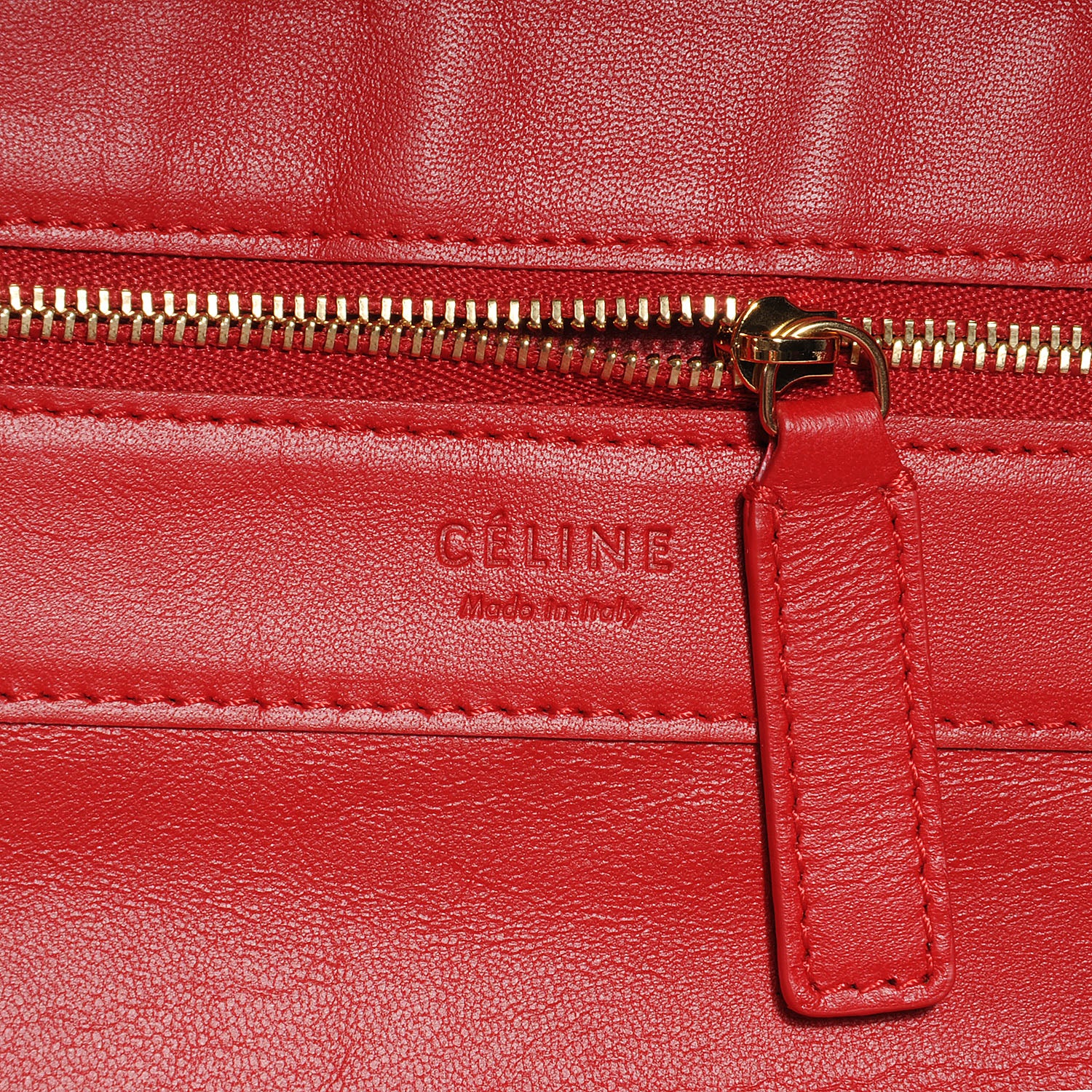 Celine Leather Horizontal Bi-Cabas Red Camel 7 of 8