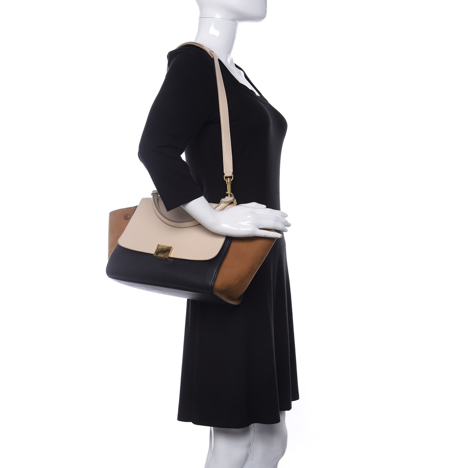 Celine Smooth Calfskin Suede Small Tri-Color Trapeze White 2 of 9