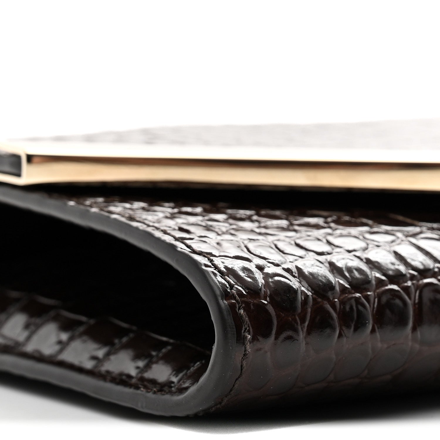 Jimmy Choo Calfskin Crocodile Embossed Emmie Clutch Bag Chocolate 8 of 10