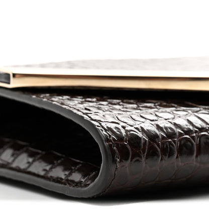 Jimmy Choo Calfskin Crocodile Embossed Emmie Clutch Bag Chocolate 8 of 10
