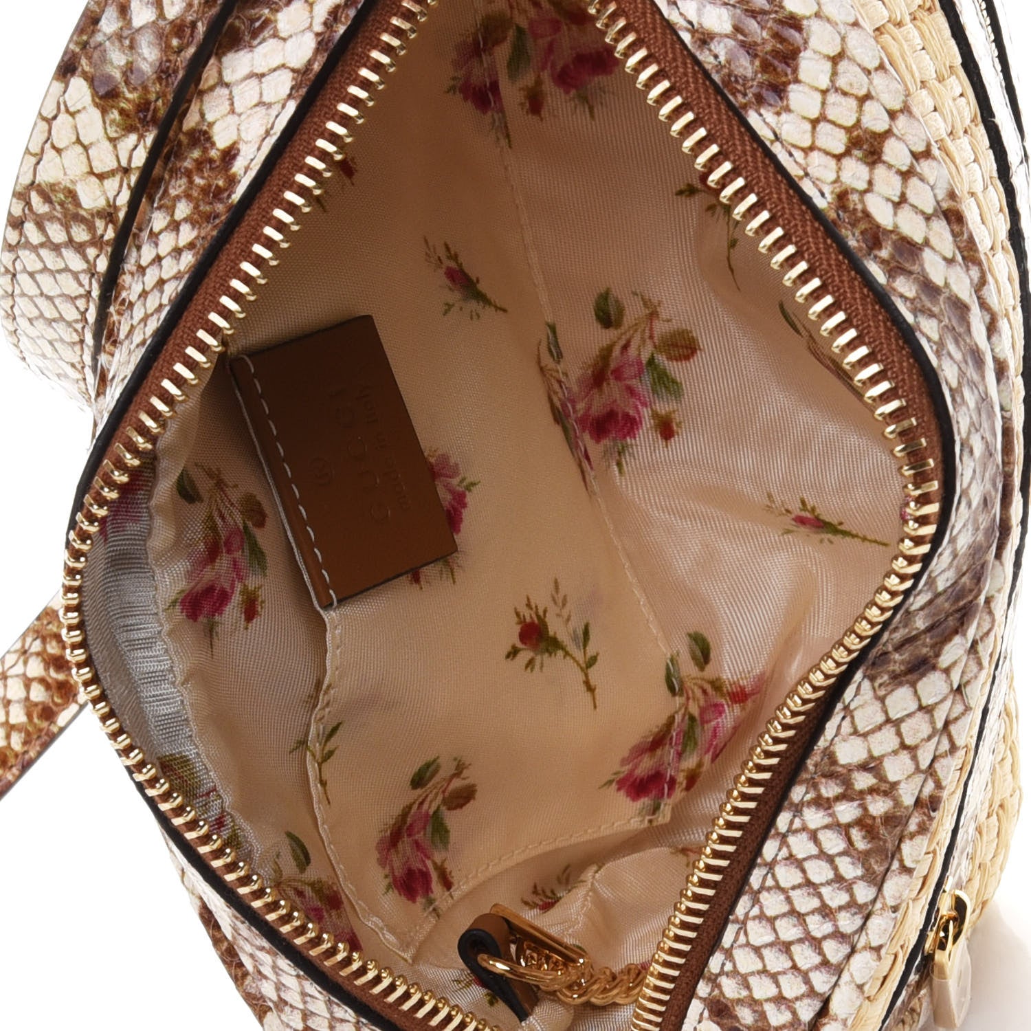 Gucci Raffia Elaphe Mini Ophidia Shoulder Bag Natural Cream Brown 4 of 4