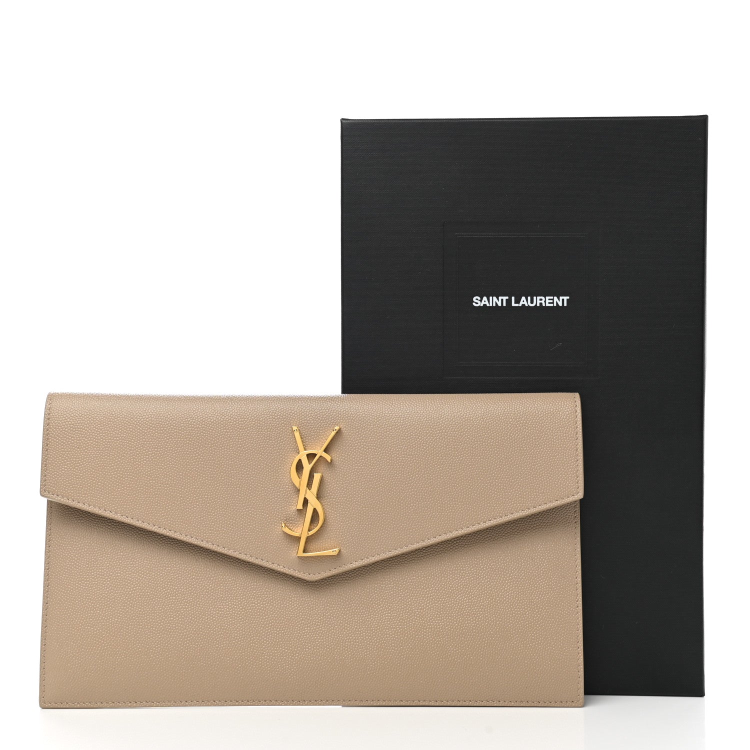 Saint Laurent Grain De Poudre Uptown Pouch Dark Beige 8 of 8