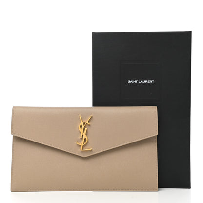 Saint Laurent Grain De Poudre Uptown Pouch Dark Beige 8 of 8