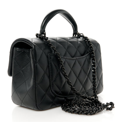 Chanel Lambskin Quilted Mini Top Handle Rectangular Flap So Black 3 of 11