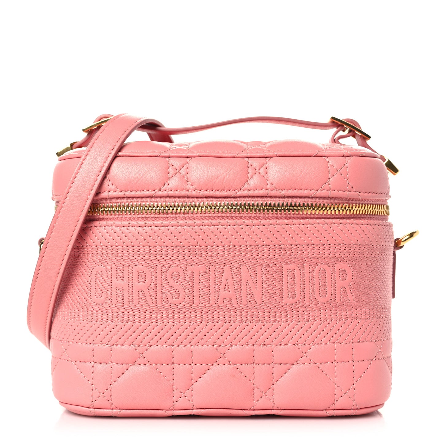 Lambskin Cannage Small Diortravel Vanity Case Pink