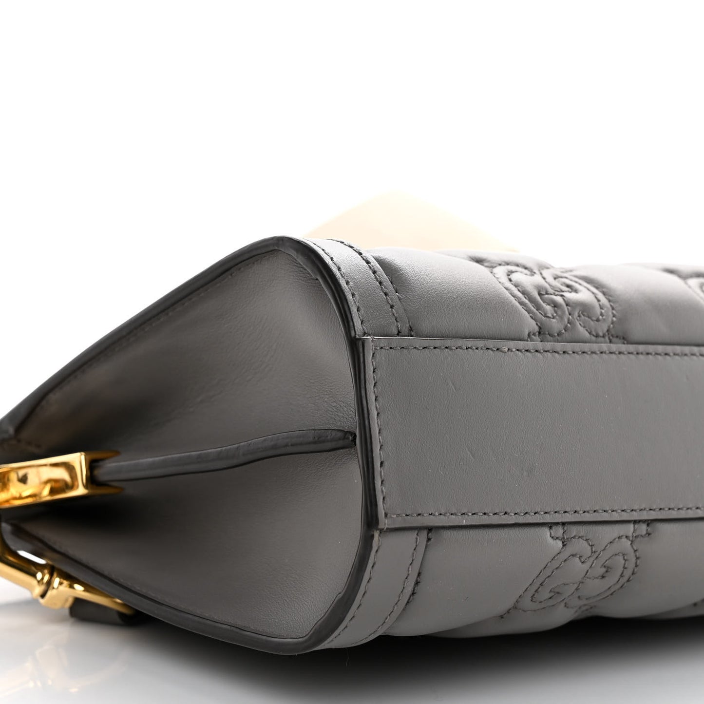Calfskin GG Matelasse Small Slim Chain Shoulder Bag Dusty Grey Natural