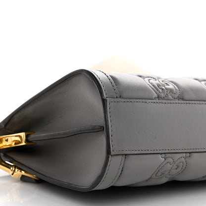 Gucci Calfskin GG Matelasse Small Slim Chain Shoulder Bag Dusty Grey Natural 9 of 13