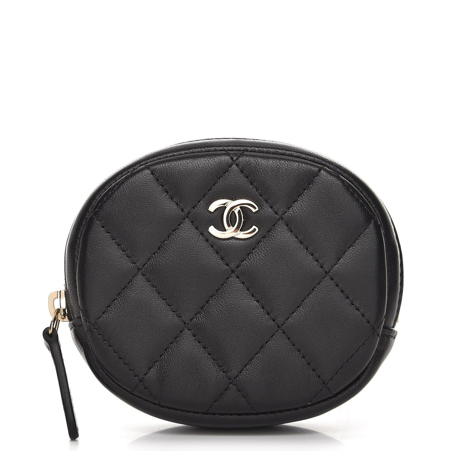 Lambskin Quilted Zip Around Classic Coin Purse Black