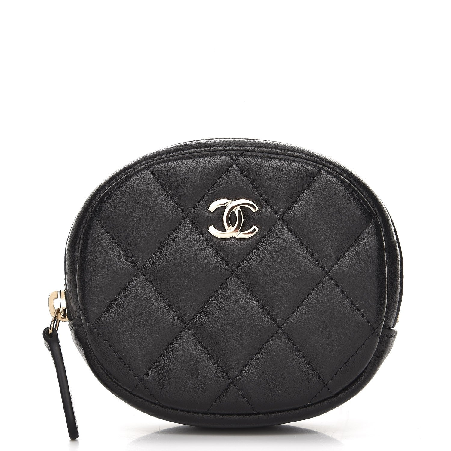 Chanel Lambskin Quilted Zip Around Classic Coin Purse Black 1 of 8