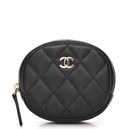 Chanel Lambskin Quilted Zip Around Classic Coin Purse Black 1 of 8