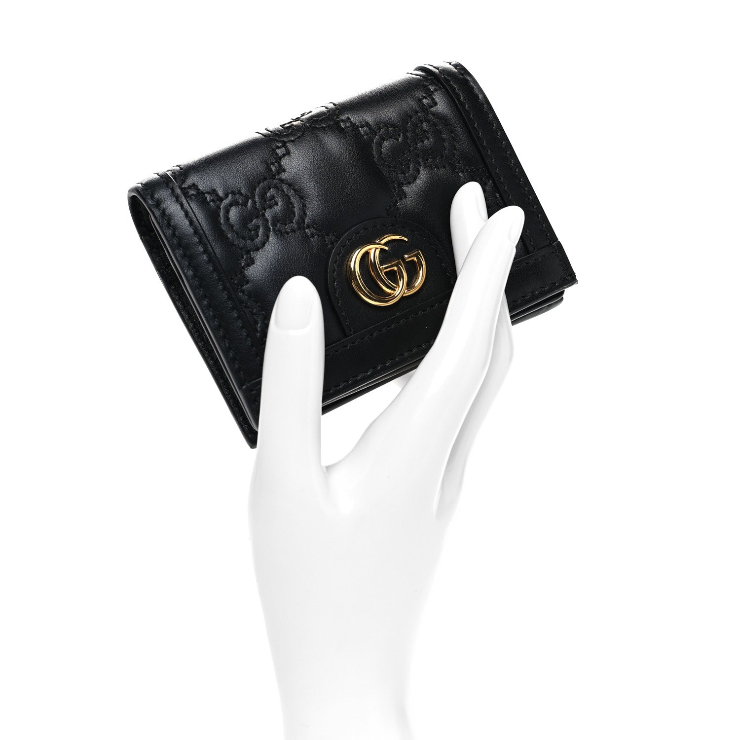 Gucci Calfskin GG Matelasse Card Case Wallet Black 2 of 9