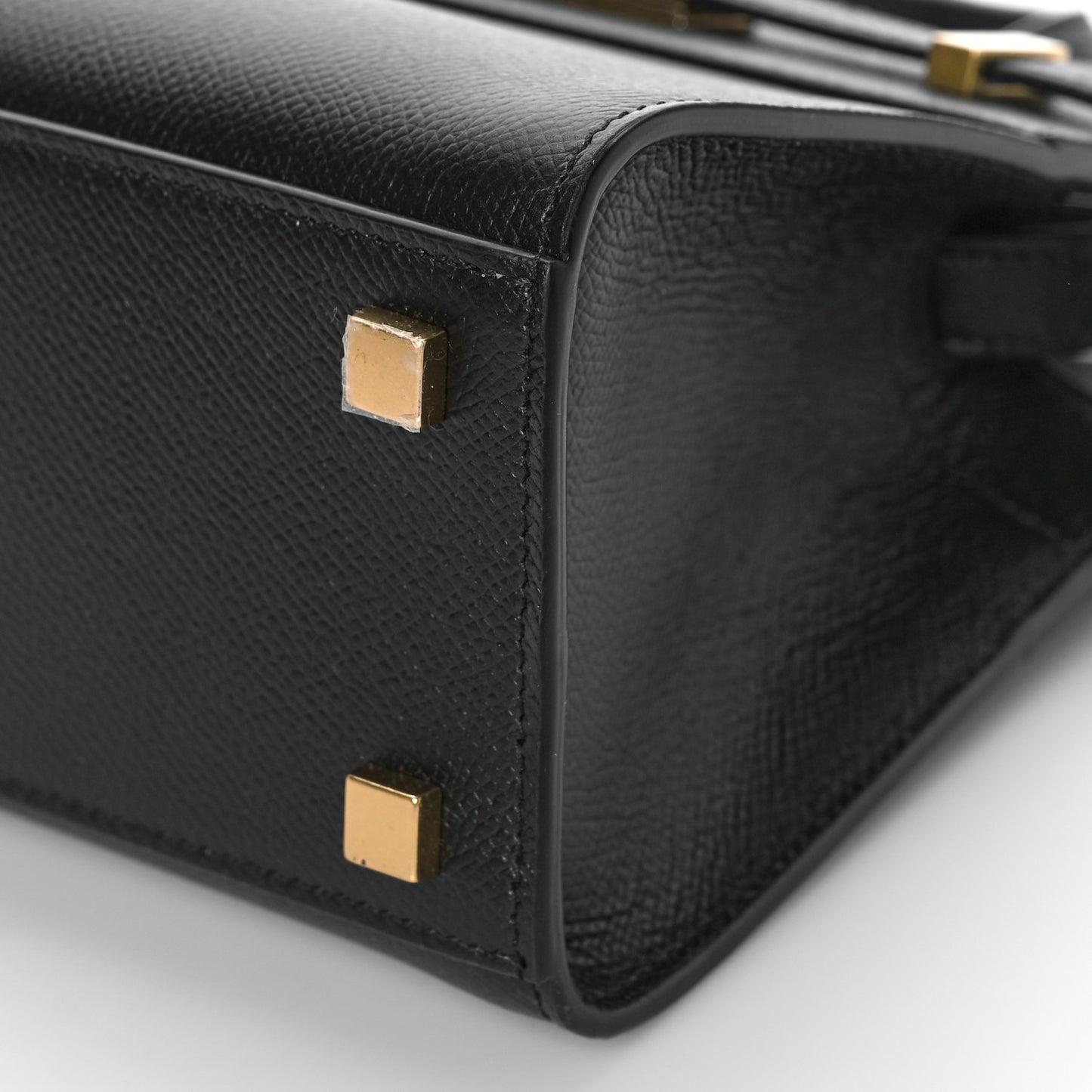 Grained Calfskin Manhattan Nano Shopper Tote Black