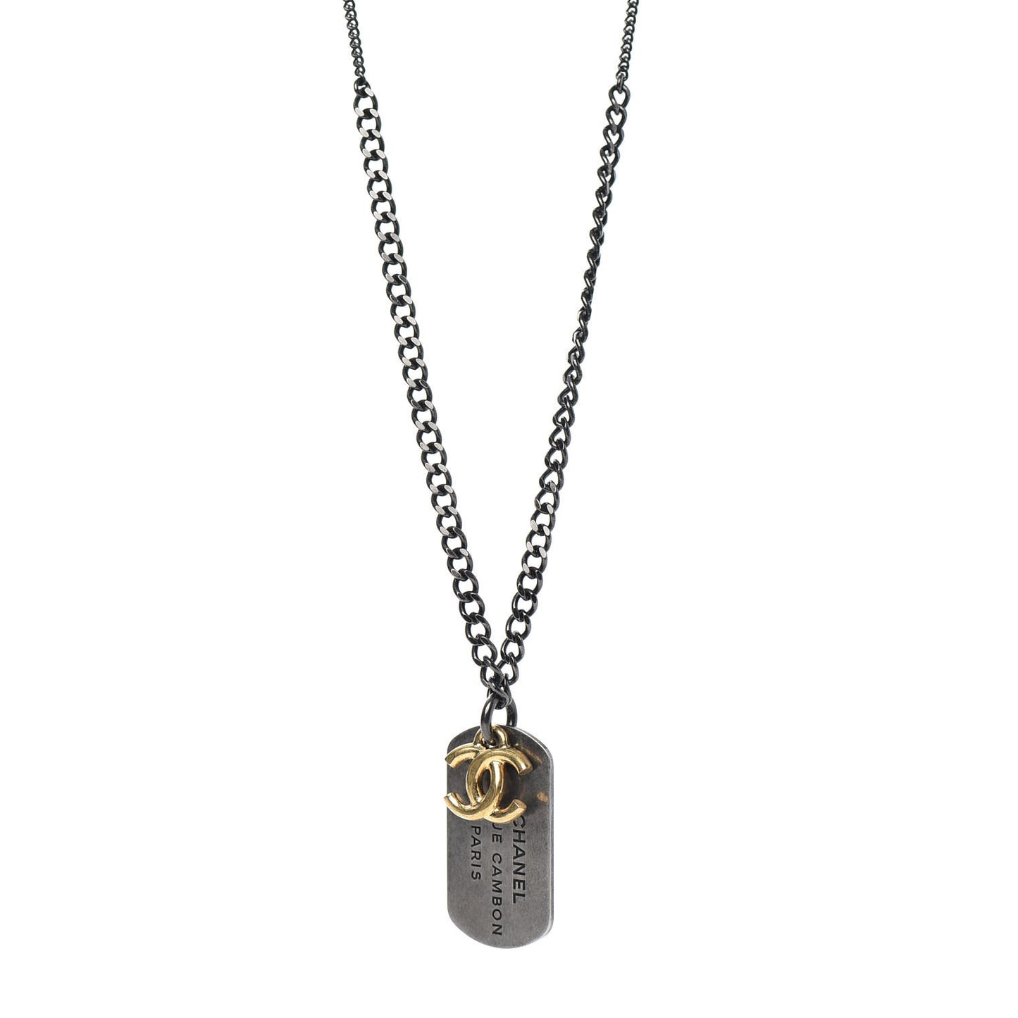 Ruthenium ID Dog Tag Charm Necklace Silver Gold