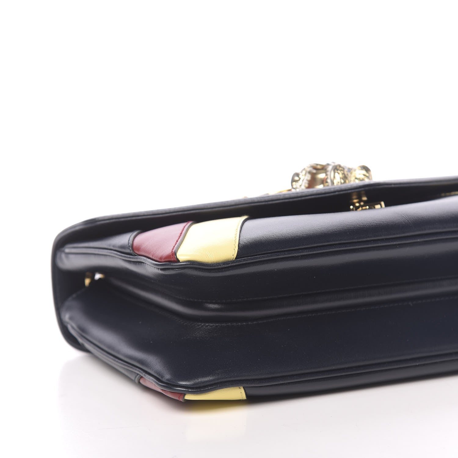 Gucci Vitello Palmellato Lux Crystal Medium Rajah Shoulder Bag Blue Romantic Cerise Butter Multicolor 10 of 11