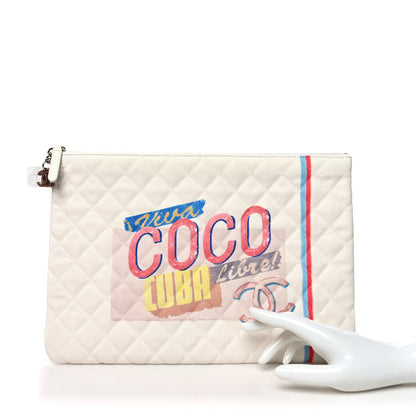 Chanel Canvas Large Coco Cuba Cosmetic Case Yellow Turquoise 2 of 11