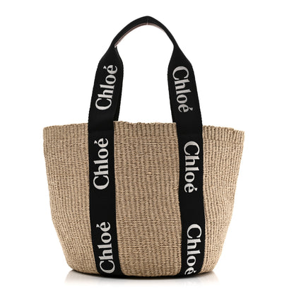 Chloe X MIFUKO Raffia Large Woody Basket Bag Black Beige 1 of 9