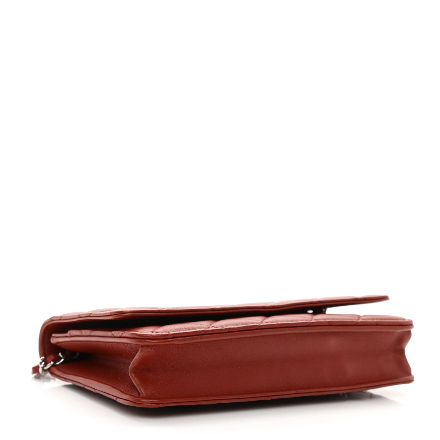 Chanel Lambskin Quilted Wallet On Chain WOC Dark Red 4 of 11