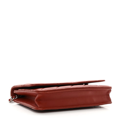 Chanel Lambskin Quilted Wallet On Chain WOC Dark Red 4 of 11