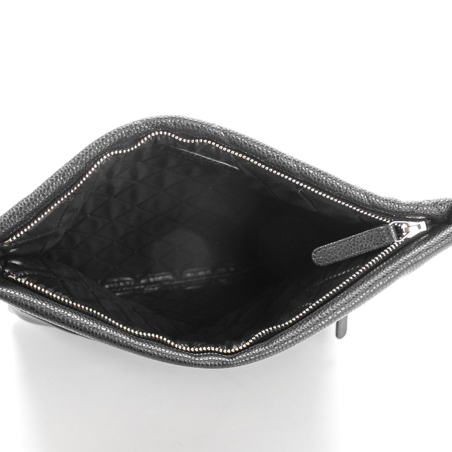 Caviar Quilted CC Beauty Clutch Black
