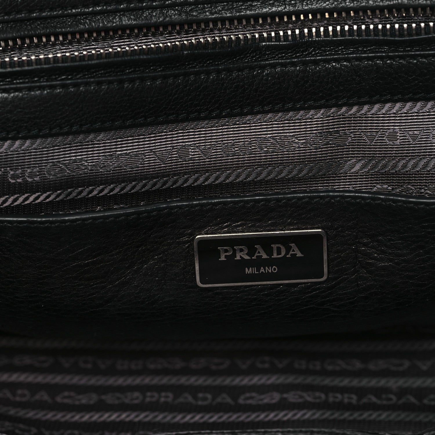 Prada Glace Calf Twin Pocket Tote Black 6 of 12