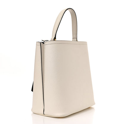 Prada Saffiano Cuir Medium Panier Bucket Bag Bianco Black 3 of 9