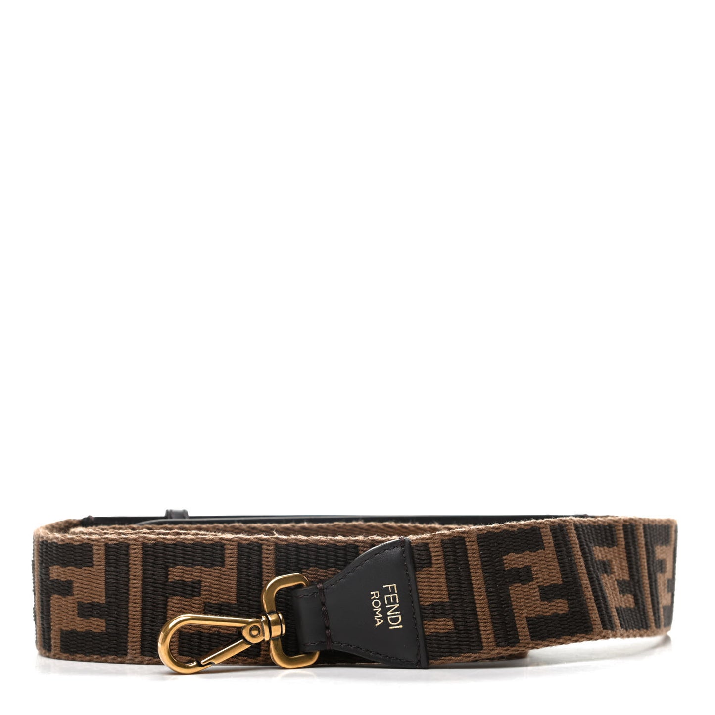 Ribbon Vitello Century FF 1974 Flat Studded Strap You Fango Marrone Ebano