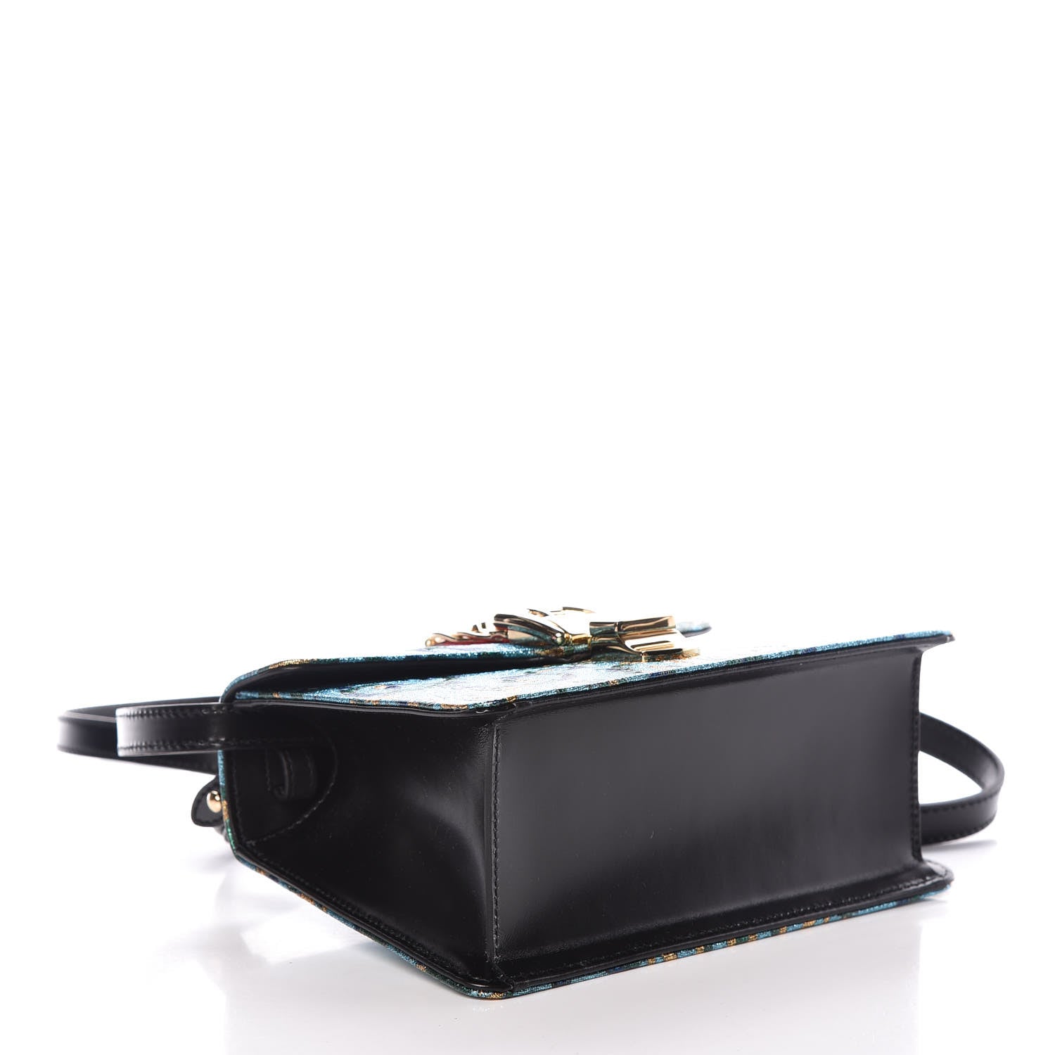 Gucci Iridescent Brocade Mini Sylvie Top Handle Bag Azure 4 of 9